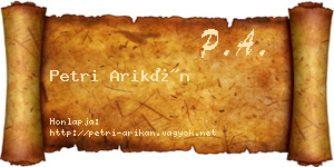 Petri Arikán névjegykártya